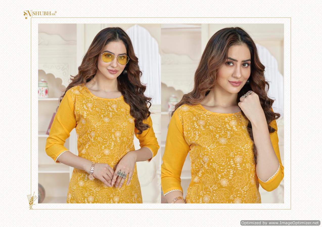 Shubh Kashvi Ethnic Regular Wear Rayon Cotton Designer Kurti Collection